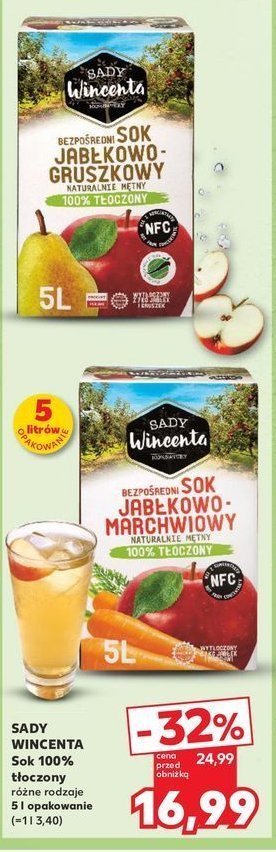 Sok jabłkowo-marchwiowy Sady wincenta promocja w Kaufland