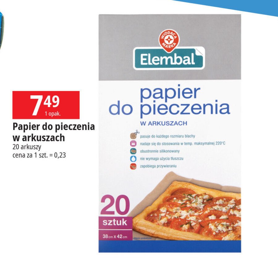 Papier do pieczenia w arkuszach Wiodąca marka elembal promocja w Leclerc