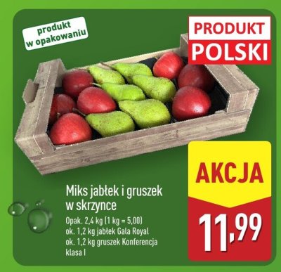 Miks jabłek i gruszek w skrzynce promocja w Aldi