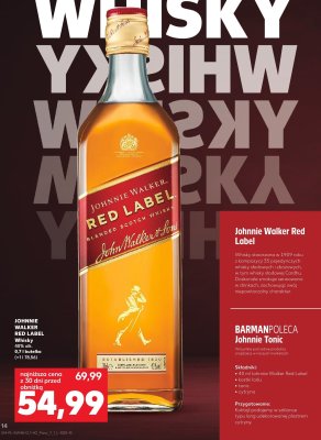 Whisky JOHNNIE WALKER RED LABEL 40% alk. 0,7 l butelka promocja w Kaufland