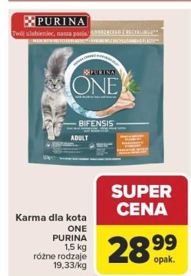 Karma dla kota ONE PURINA 1,5 kg różne rodzaje promocja w Carrefour Market