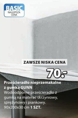Prześcieradło nieprzemakalne z gumką GUNN 90x200x30 cm promocja w Jysk