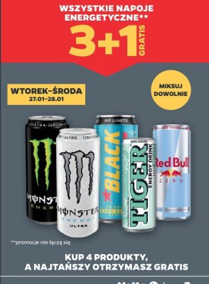 Napoje energetyczne 3+1 GRATIS promocja w Netto