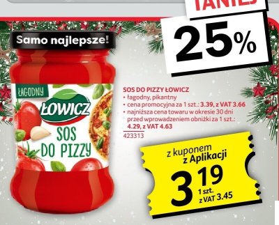 Sos do pizzy Łowicz łagodny, pikantny 500g promocja w Selgros