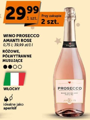 Wino Prosecco Amanti Rose różowe, półwytrawne musujące promocja w Groszek