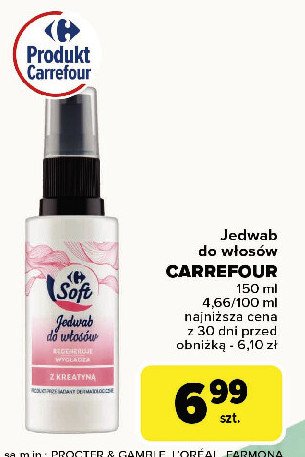 Jedwab do włosów z kreatyną Carrefour soft promocja w Carrefour