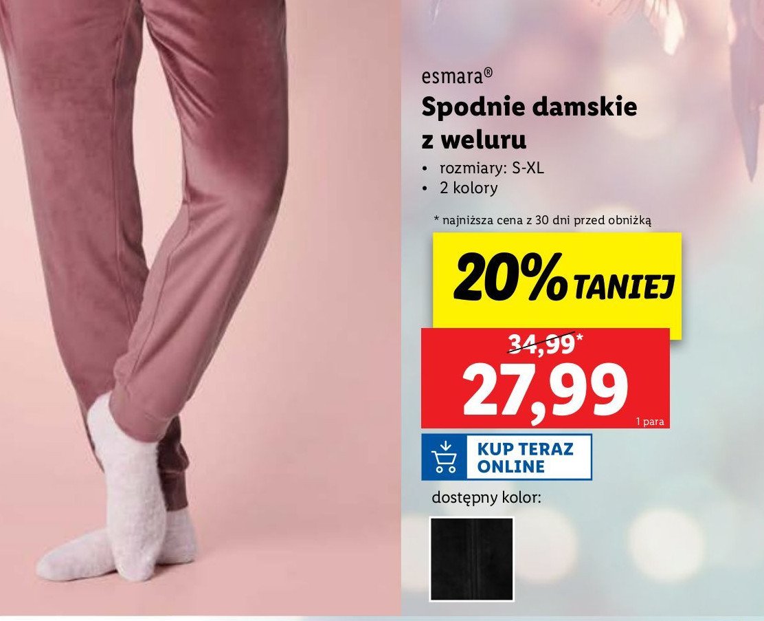 Spodnie damskie welurowe Esmara promocja