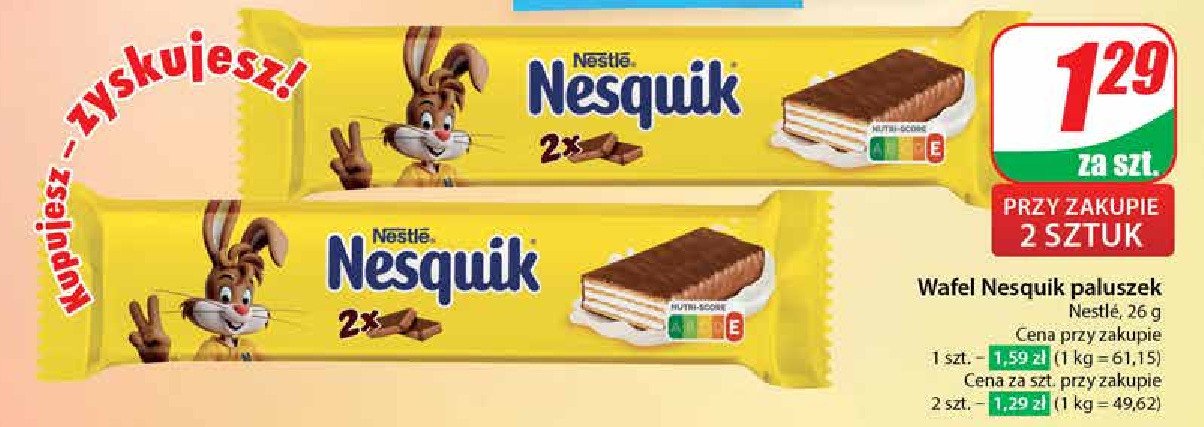 Wafel mleczny oblany czekoladą Nesquik promocja