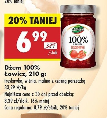 Dżem truskawkowy Łowicz 100 % z owoców promocja