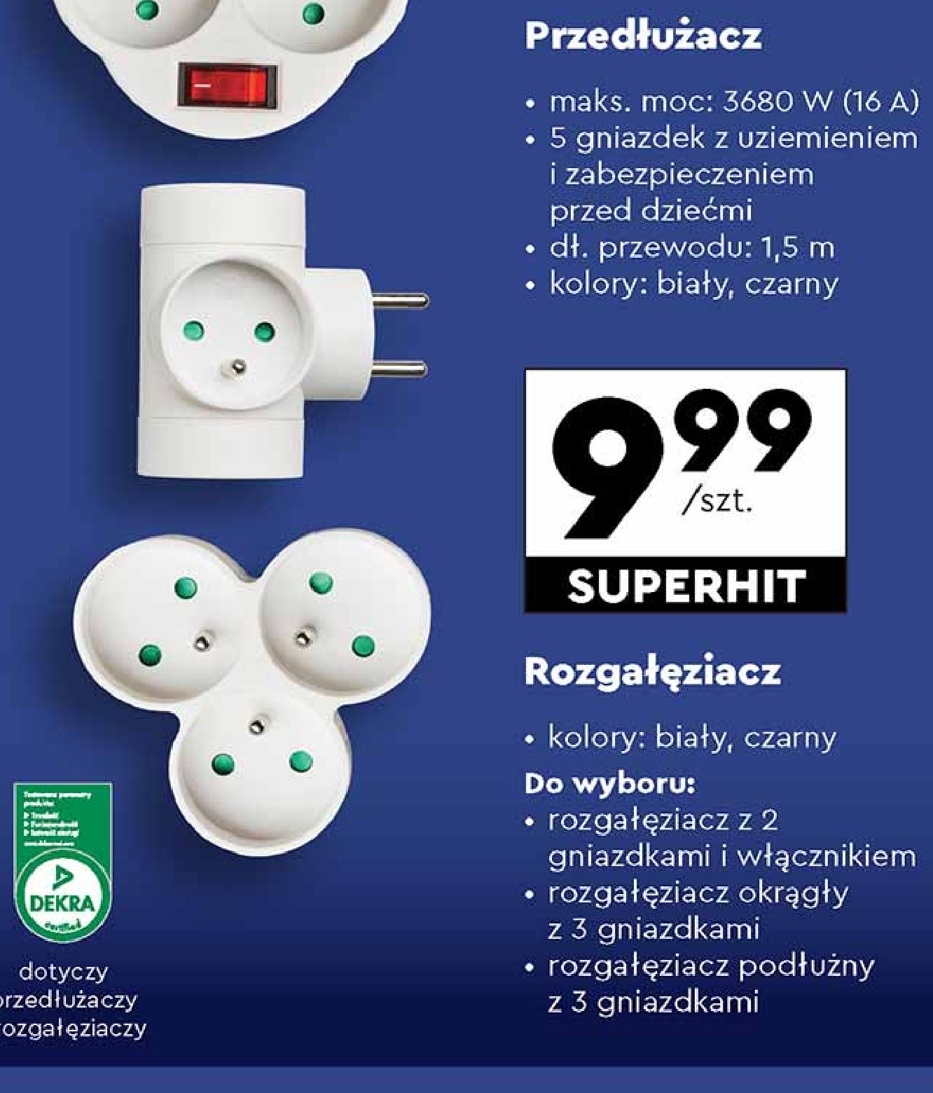 Rozgałęziacz 3 gniazda okrągły czarny promocja