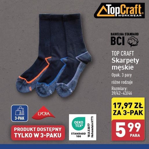 Skarpety męskie 43/46 Top craft promocja