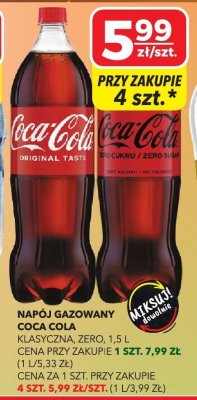 Napój gazowany Coca Cola klasyczna, zero promocja w Top Market