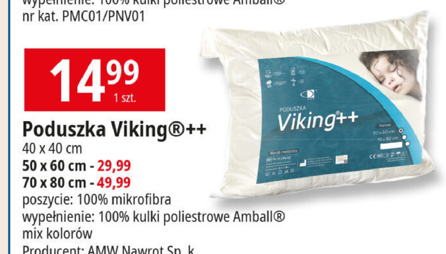 Poduszka viking 70 x 80 cm Amw promocja w Leclerc