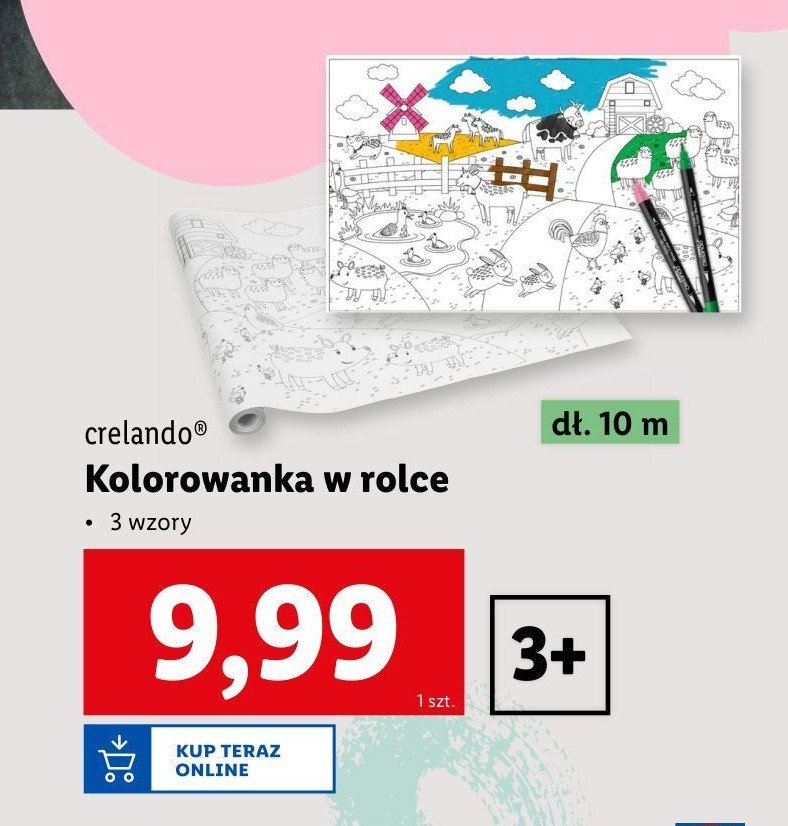 Kolorowanka w rolce 10 m Crelando promocja