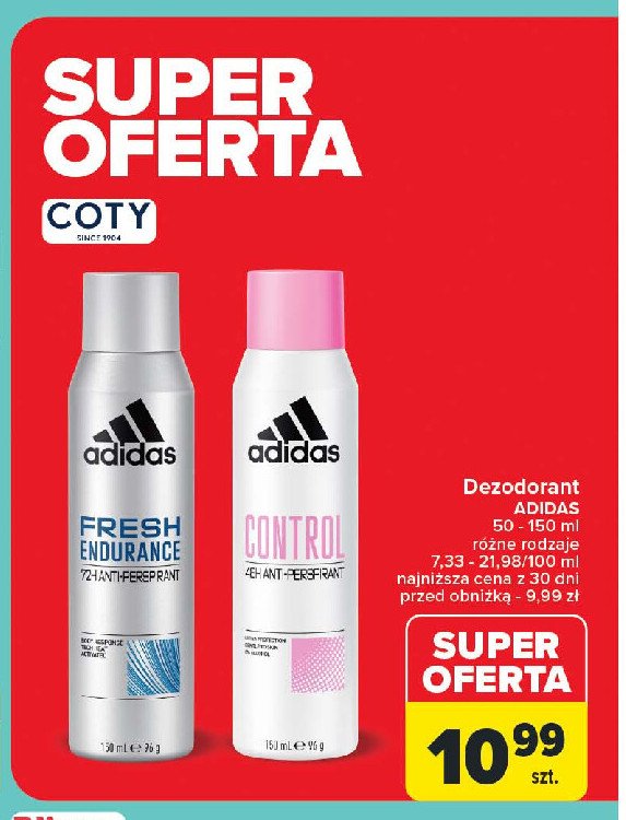 Dezodorant Adidas men fresh enduranc promocja w Carrefour Market