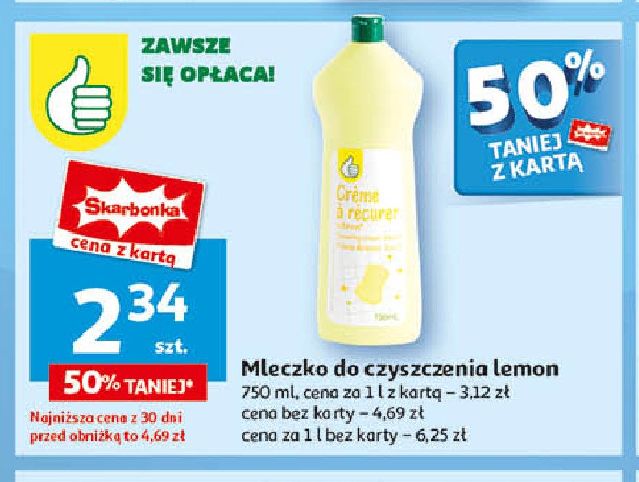 Mleczko do czyszczenia Podniesiony kciuk promocja