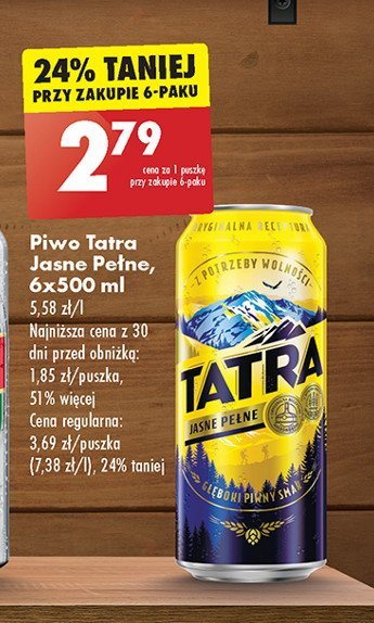 Piwo Tatra jasne pełne promocja