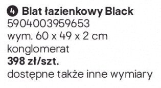 Blat łazienkowy Black promocja w Castorama