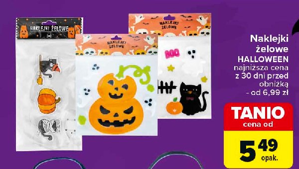 Naklejki żelowe halloween promocja w Carrefour