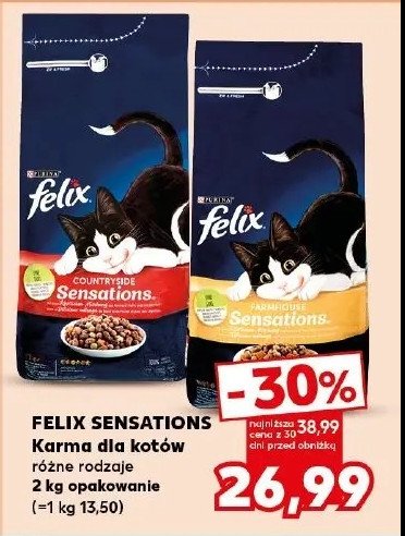 Karma dla kota z wołowina Purina felix sensations promocja