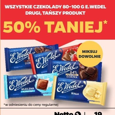 Czekolada E.Wedel drugi -50% taniej promocja w Netto