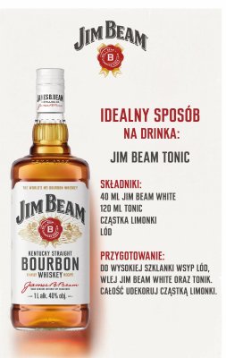 Bourbon Whiskey Jim Beam 40% 1 l promocja w Biedronka