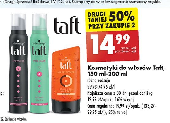 Pianka do włosów hold 4 Taft volume promocja