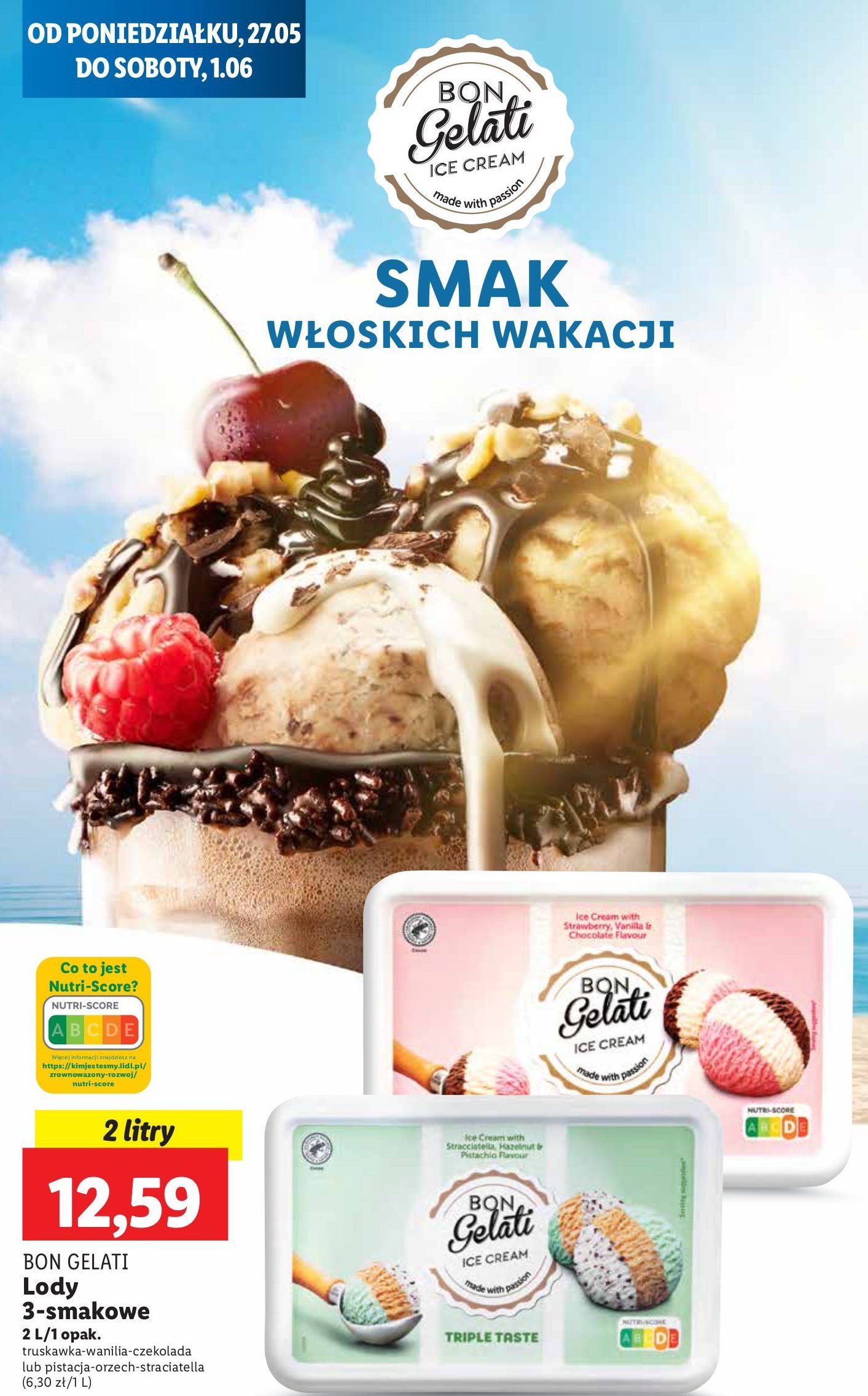 Lody pistacja-orzech-stracciatella promocja