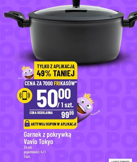 Garnek wysoki z pokrywką tokyo 24 cm Vavio promocja