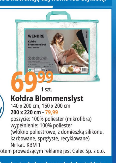 Ko艂dra blommenslyst 220 x 200 cm Wendre promocja