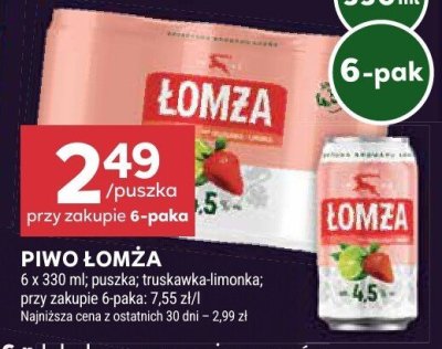 Piwo Łomża truskawka-limonka 6-pak promocja w Stokrotka