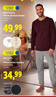 Piżama męska 100% bawełny promocja w Lidl