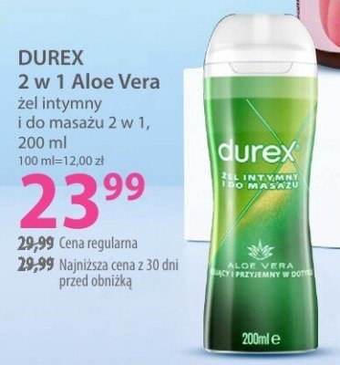 DUREX 2 w 1 Aloe Vera żel intymny i do masażu 2 w 1, 200 ml promocja w Hebe