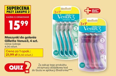 Maszynki do golenia Gillette Venus3, 4 szt. promocja w Biedronka