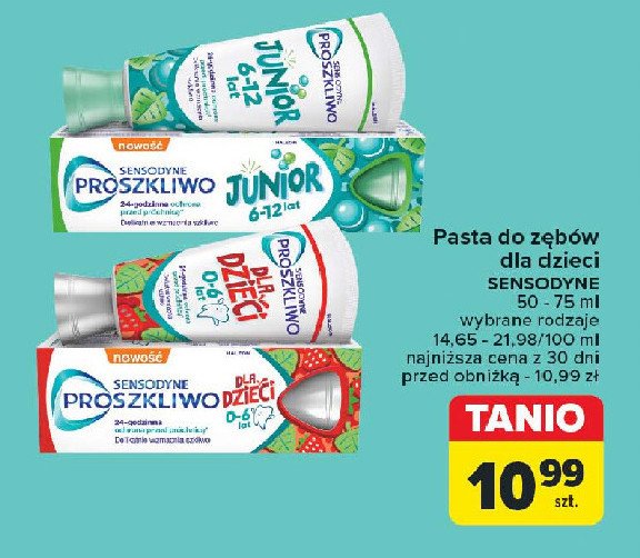 Pasta do zębów 0-6 lat Sensodyne pro szkliwo dla dzieci promocja w Carrefour