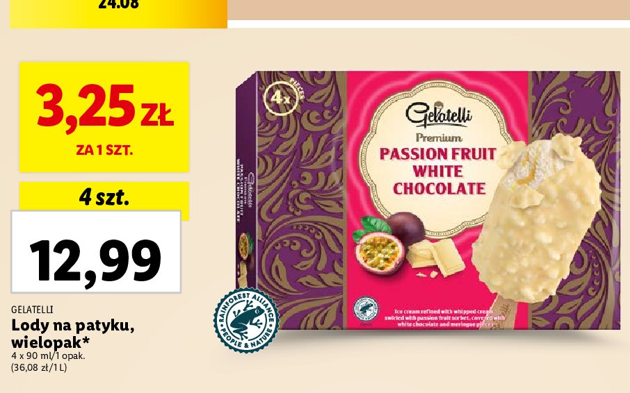Lody passion fruit white chocolate Gelatelli promocja