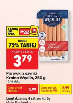 Parówki z szynki 250 g promocja w Biedronka