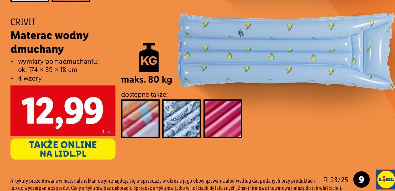 Materac dmuchany 174 x 59 x 18 cm Crivit promocja w Lidl