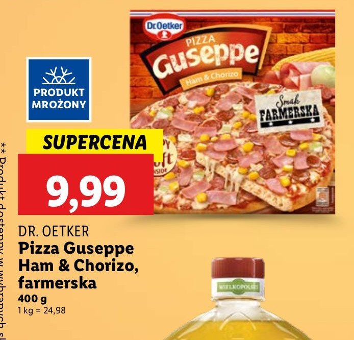 Pizza szynka i chorizo farmerska Dr. oetker guseppe promocja w Lidl