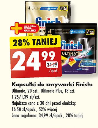 Tabletki do zmywarek lemon Finish ultimate plus promocja w Biedronka