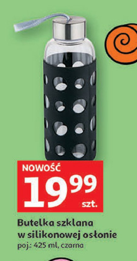 Butelka szklana w silikonowej os艂onie 425 ml czarna promocja
