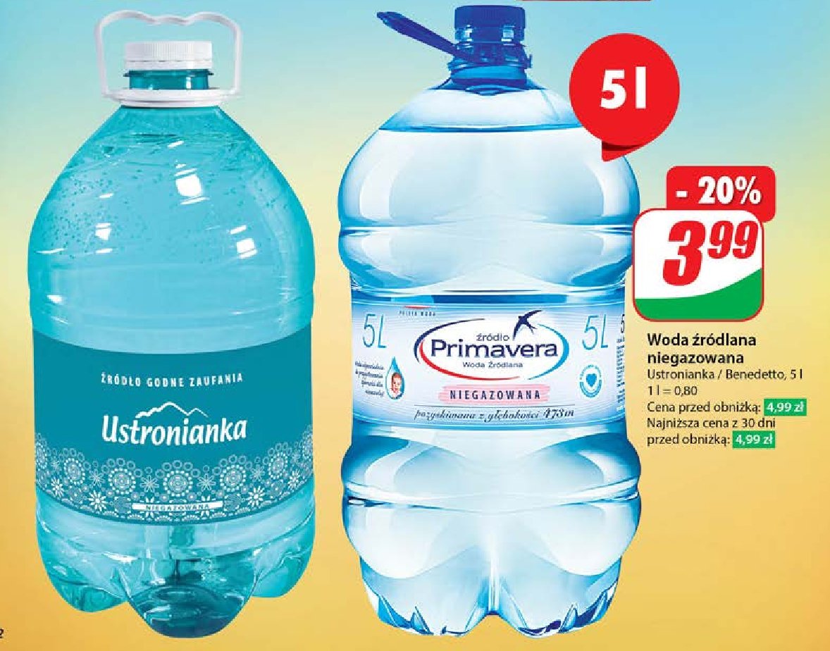 Woda niegazowana Ustronianka promocja w Dino