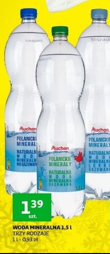 Woda źródlana niegazowana Auchan różnorodne (logo czerwone) promocja
