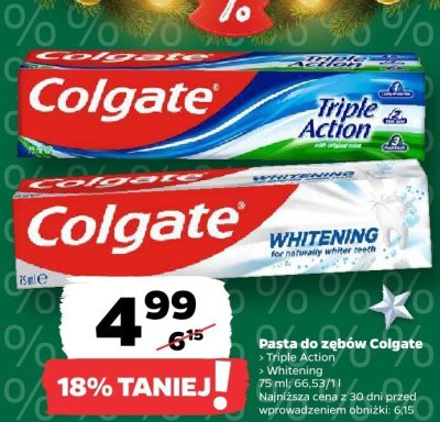 Pasta do zębów Colgate Triple Action, Whitening promocja w Netto
