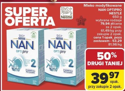 Mleko modyfikowane NAN OPTIPRO NESTLE 650 g wybrane rodzaje promocja w Carrefour