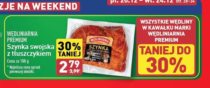 Szynka swojska z tłuszczykiem Wędliniarnia premium promocja w Aldi