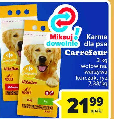 Karma dla psa drób ryż Carrefour promocja