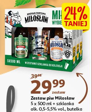 Piwo + szklanka Miłosław zestaw promocje