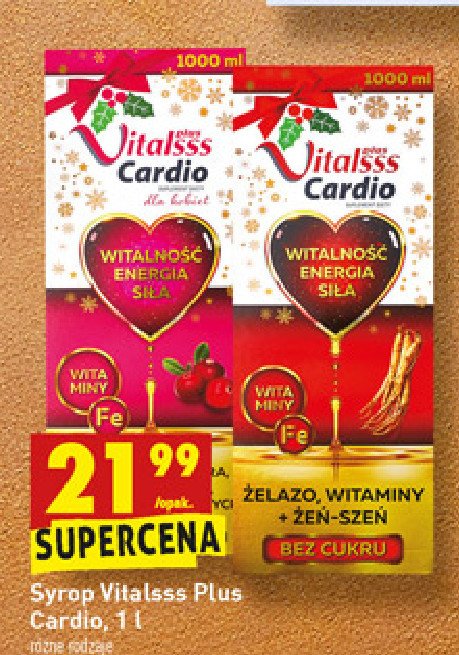 Syrop witalność + energia żeń-szeń Vitalsss plus cardio promocja
