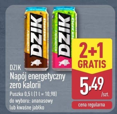Napój energetyczny DZIK zero kalorii 0,5 l różne smaki promocja w Aldi